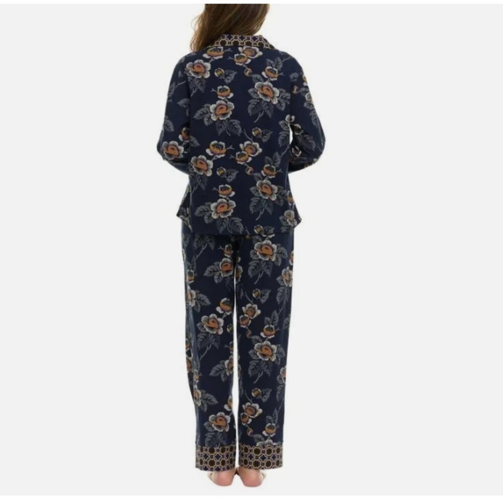 Vera Bradley Women's Notch Collar pajama PJ sets Blue (Dottie Leaf Floral) - Picture 4 of 7